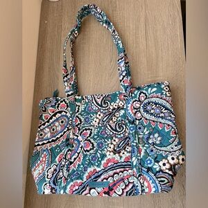 Vera Bradley Paisley Tote Bag - Teal and Pink